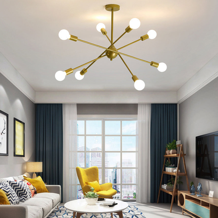 Lámparas de lámparas de hierro antiguo enchufe Starburst Chandelier para comedor