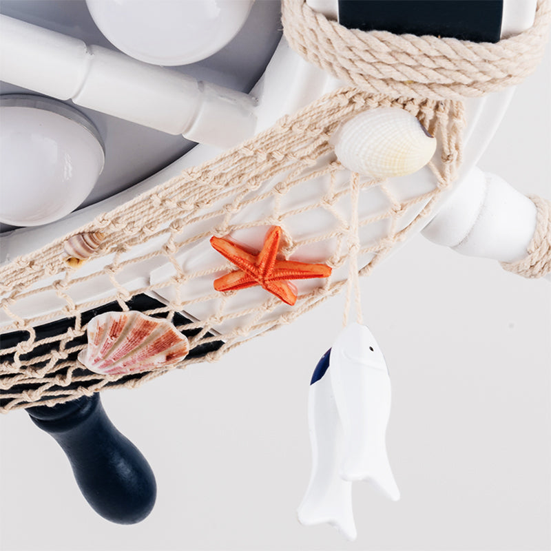 Remote Control Rudder Semi Flush Mount Mediterranean Metal Kids Bedroom LED Pendant Fan Light