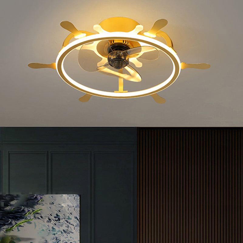 Kinderled semi -spoeling licht armatuur lusvormige plafondventilator lamp met acrylschaduw voor slaapkamer