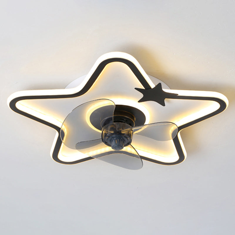 Kinderled semi -spoeling licht armatuur lusvormige plafondventilator lamp met acrylschaduw voor slaapkamer