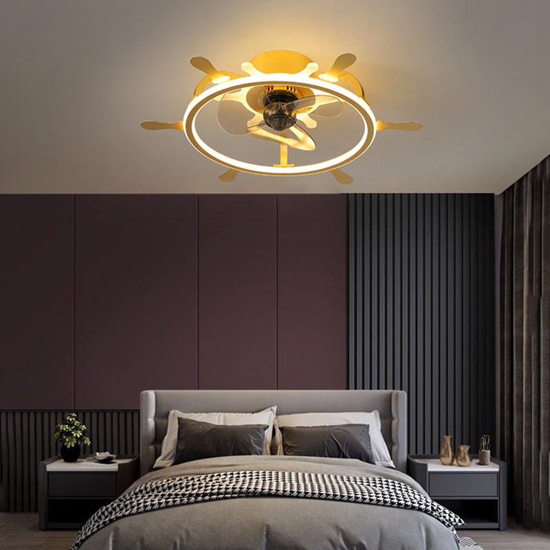 Kinderled semi -spoeling licht armatuur lusvormige plafondventilator lamp met acrylschaduw voor slaapkamer