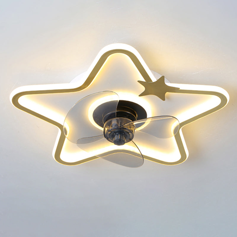 Kinderled semi -spoeling licht armatuur lusvormige plafondventilator lamp met acrylschaduw voor slaapkamer