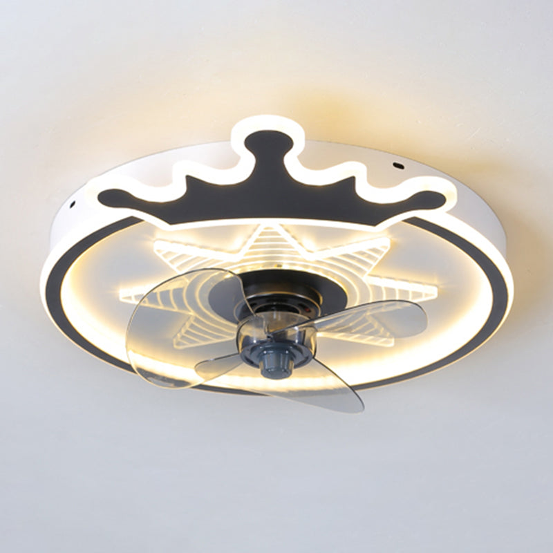 Kinderled semi -spoeling licht armatuur lusvormige plafondventilator lamp met acrylschaduw voor slaapkamer