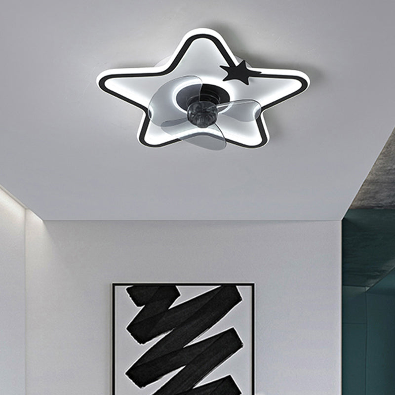 Kinderled semi -spoeling licht armatuur lusvormige plafondventilator lamp met acrylschaduw voor slaapkamer