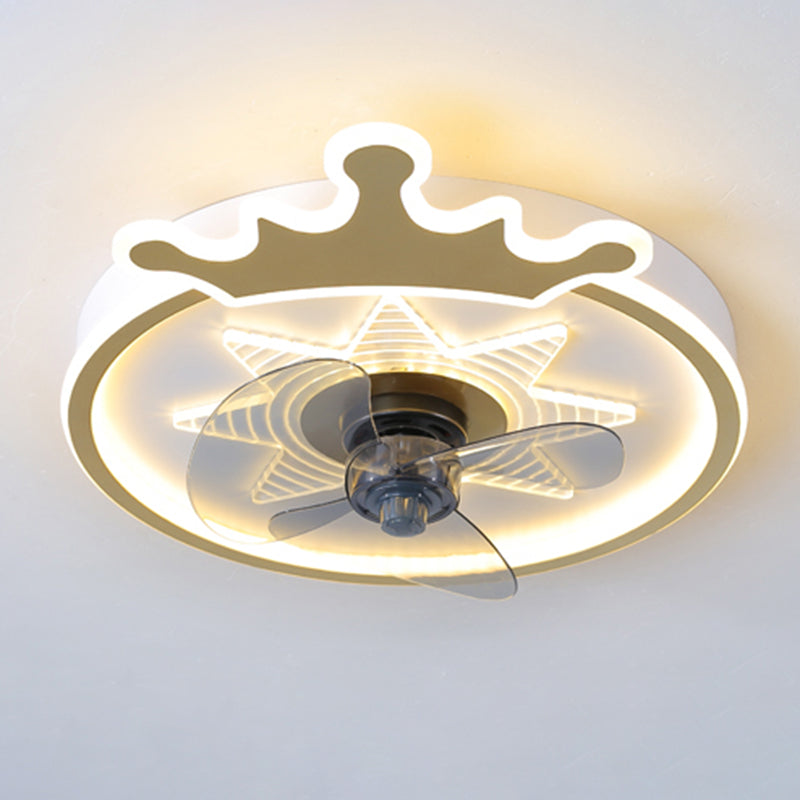 Kinderled semi -spoeling licht armatuur lusvormige plafondventilator lamp met acrylschaduw voor slaapkamer