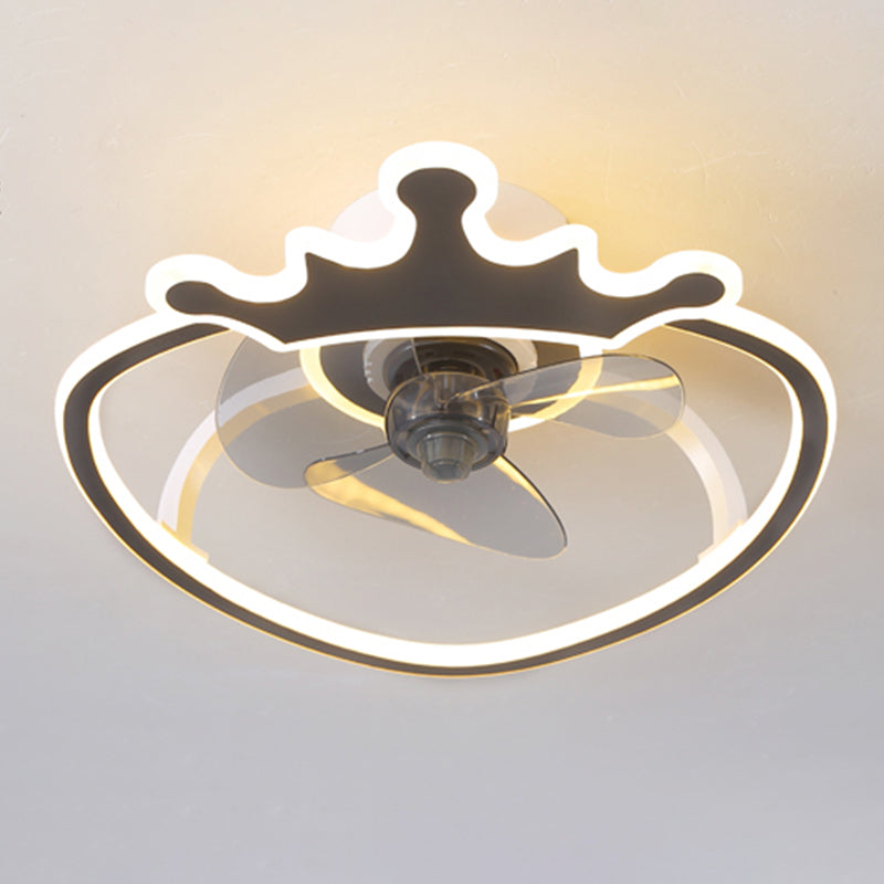 Kinderled semi -spoeling licht armatuur lusvormige plafondventilator lamp met acrylschaduw voor slaapkamer