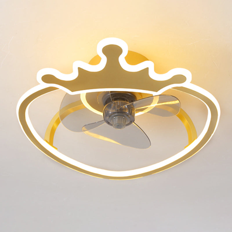 Kinderled semi -spoeling licht armatuur lusvormige plafondventilator lamp met acrylschaduw voor slaapkamer