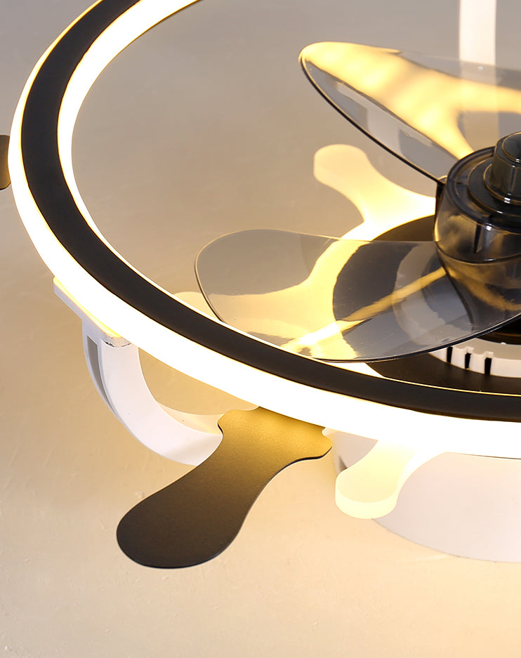 Kinderled semi -spoeling licht armatuur lusvormige plafondventilator lamp met acrylschaduw voor slaapkamer