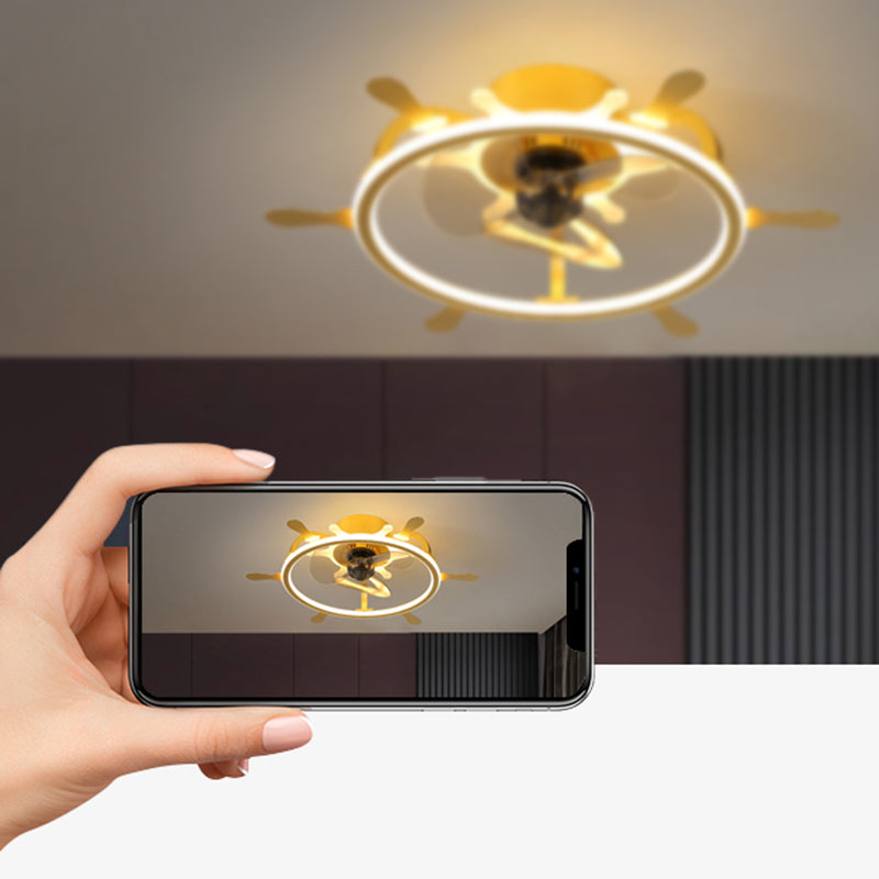 Kinderled semi -spoeling licht armatuur lusvormige plafondventilator lamp met acrylschaduw voor slaapkamer