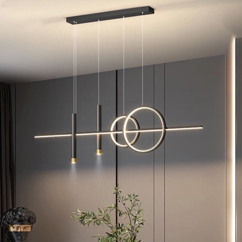 Blue New Modern LED Island Lighting Linear Clear Glass Chandelier Light Fixture for Dining Room