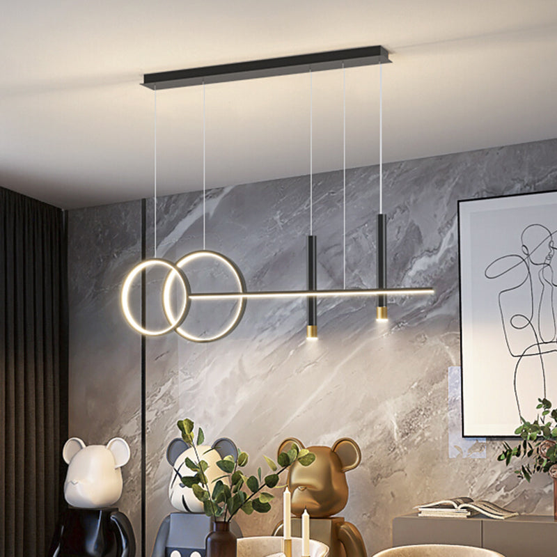 Blue New Modern LED Island Lighting Linear Clear Glass Chandelier Light Fixture for Dining Room