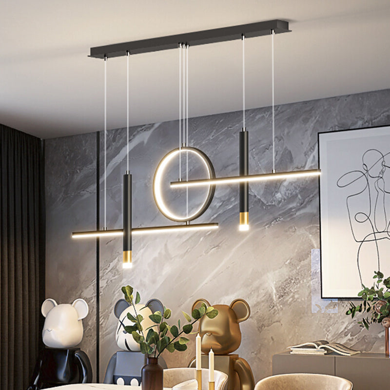 Blue New Modern LED Island Lighting Linear Clear Glass Chandelier Light Fixture for Dining Room