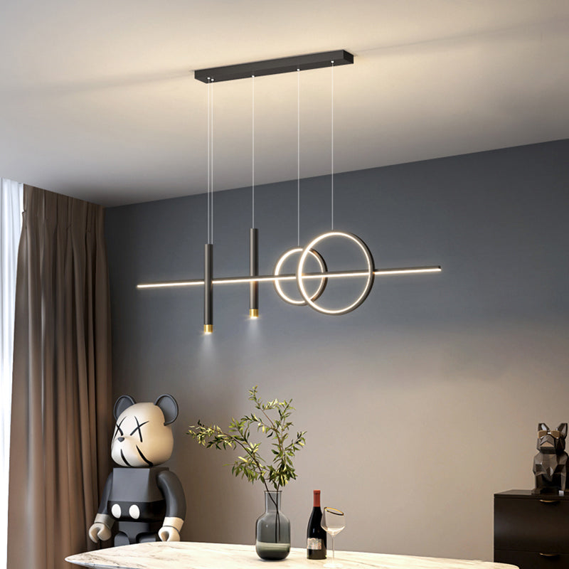 Blue New Modern LED Island Lighting Linear Clear Glass Chandelier Light Fixture for Dining Room