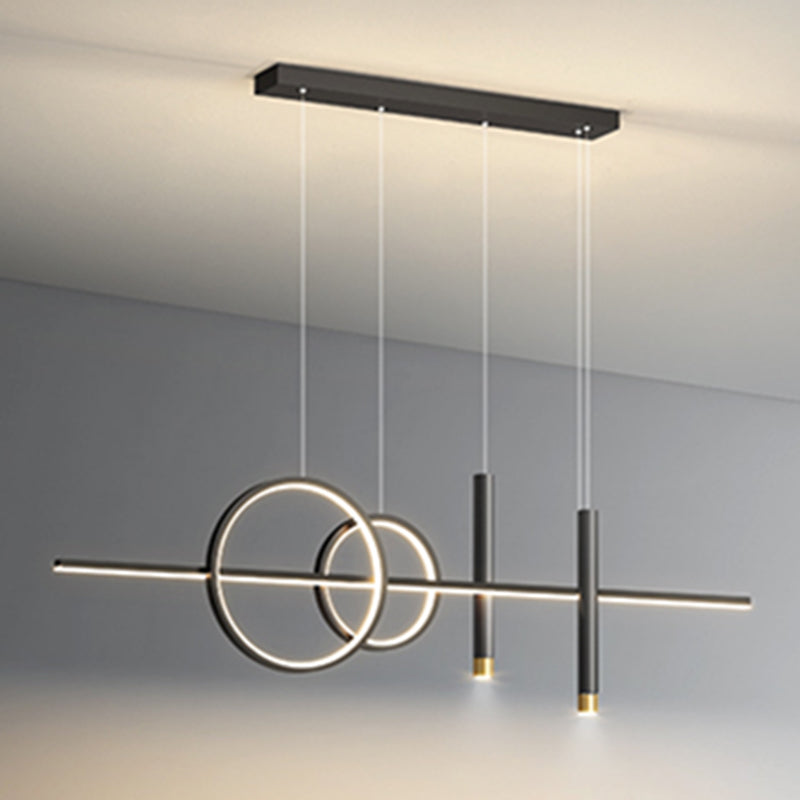 Blue New Modern LED Island Lighting Linear Clear Glass Chandelier Light Fixture for Dining Room