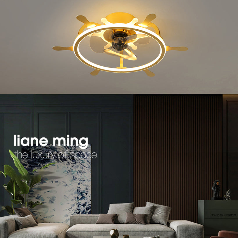 Kinderled semi -spoeling licht armatuur lusvormige plafondventilator lamp met acrylschaduw voor slaapkamer