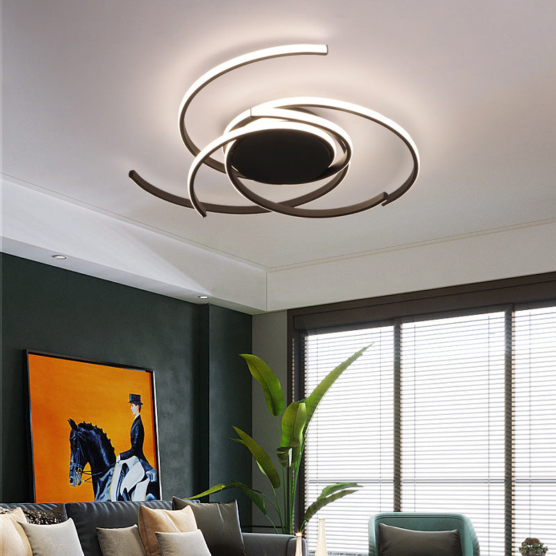 Contemporary LED Close to Ceiling Lighting Curved Close to Ceiling Lamp with Metal Shade