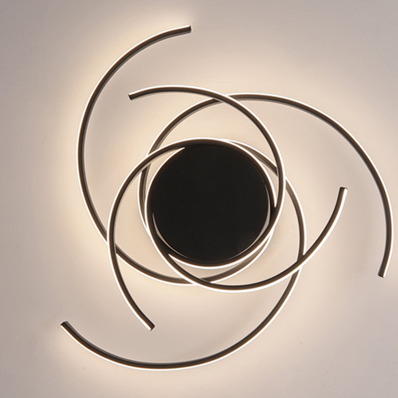 Contemporary LED Close to Ceiling Lighting Curved Close to Ceiling Lamp with Metal Shade