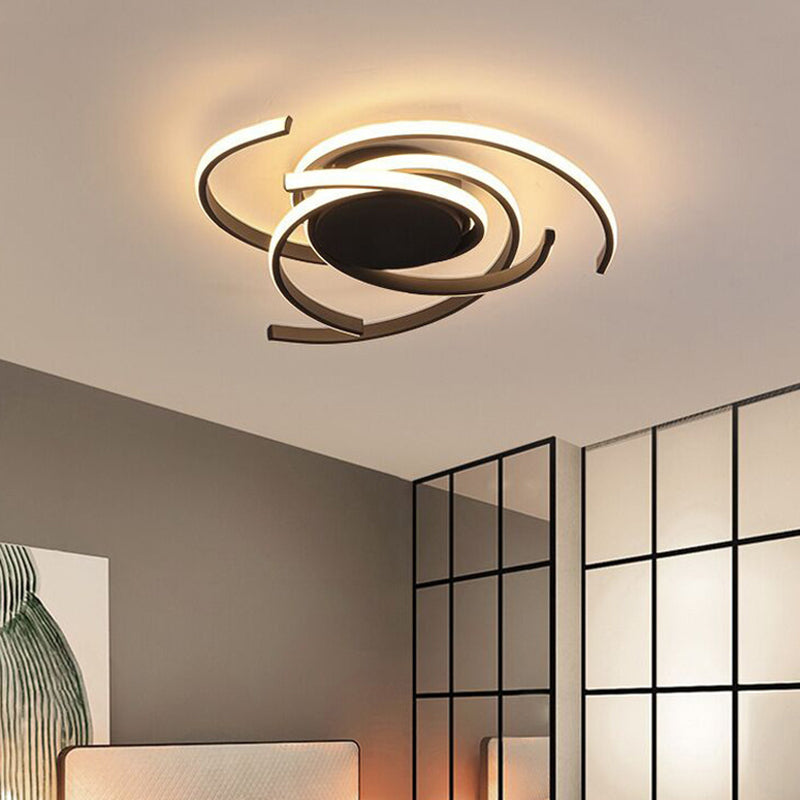 Contemporary LED Close to Ceiling Lighting Curved Close to Ceiling Lamp with Metal Shade
