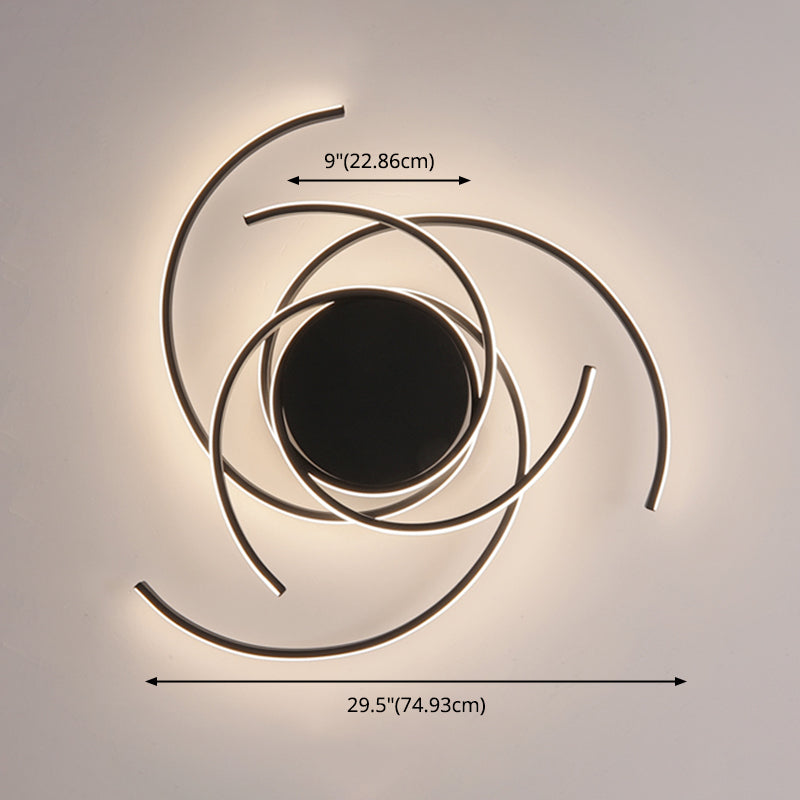 Contemporary LED Close to Ceiling Lighting Curved Close to Ceiling Lamp with Metal Shade