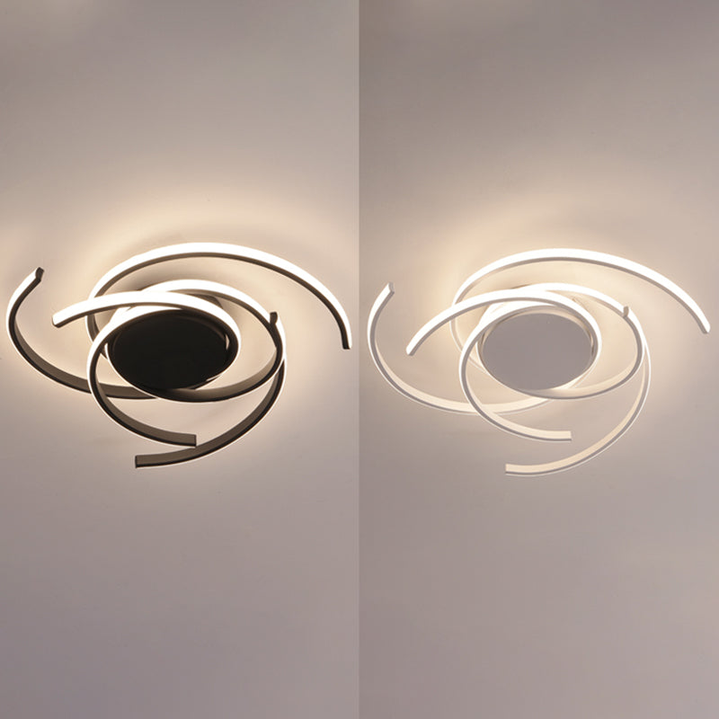 Contemporary LED Close to Ceiling Lighting Curved Close to Ceiling Lamp with Metal Shade