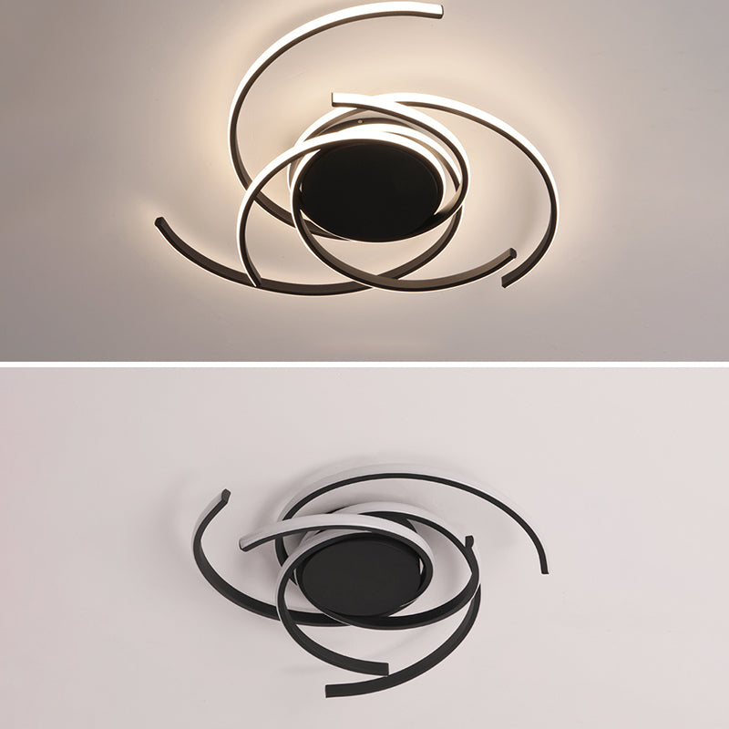 Contemporary LED Close to Ceiling Lighting Curved Close to Ceiling Lamp with Metal Shade