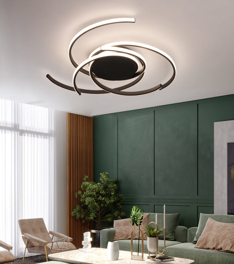 Contemporary LED Close to Ceiling Lighting Curved Close to Ceiling Lamp with Metal Shade