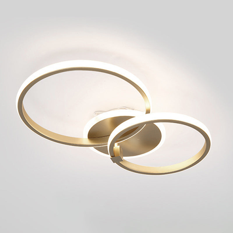 Simplicity Circular Ring Ceiling Light Fixture Metal LED Bedroom Ceiling Fixture in Gold