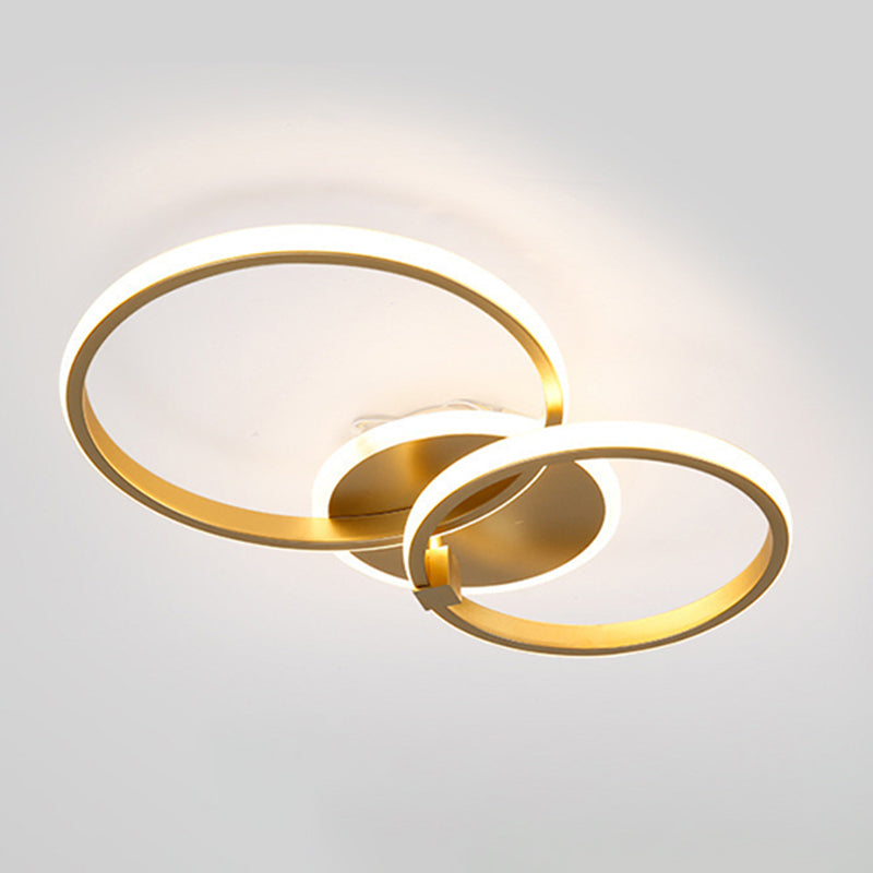 Simplicity Circular Ring Ceiling Light Fixture Metal LED Bedroom Ceiling Fixture in Gold