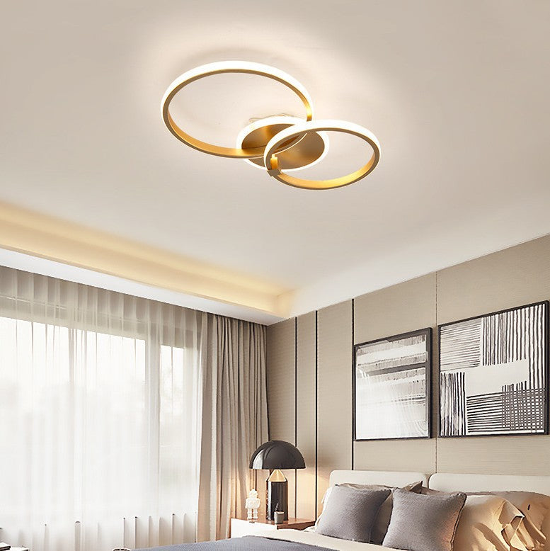 Simplicity Circular Ring Ceiling Light Fixture Metal LED Bedroom Ceiling Fixture in Gold