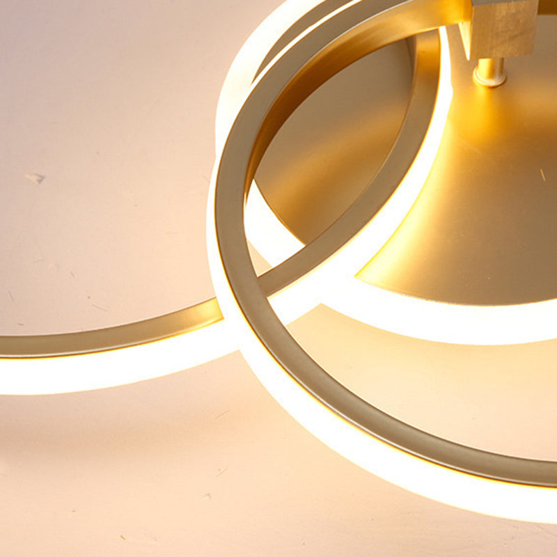Simplicity Circular Ring Ceiling Light Fixture Metal LED Bedroom Ceiling Fixture in Gold