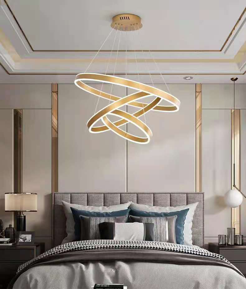 Rings Suspended Lighting Fixture Contemporary Style LED Metal Chandelier Lighting
