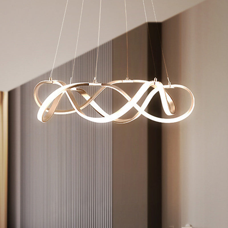 Twisted Metal Chandelier Pendant Light Simple Style LED Gold Suspension Pendant Light