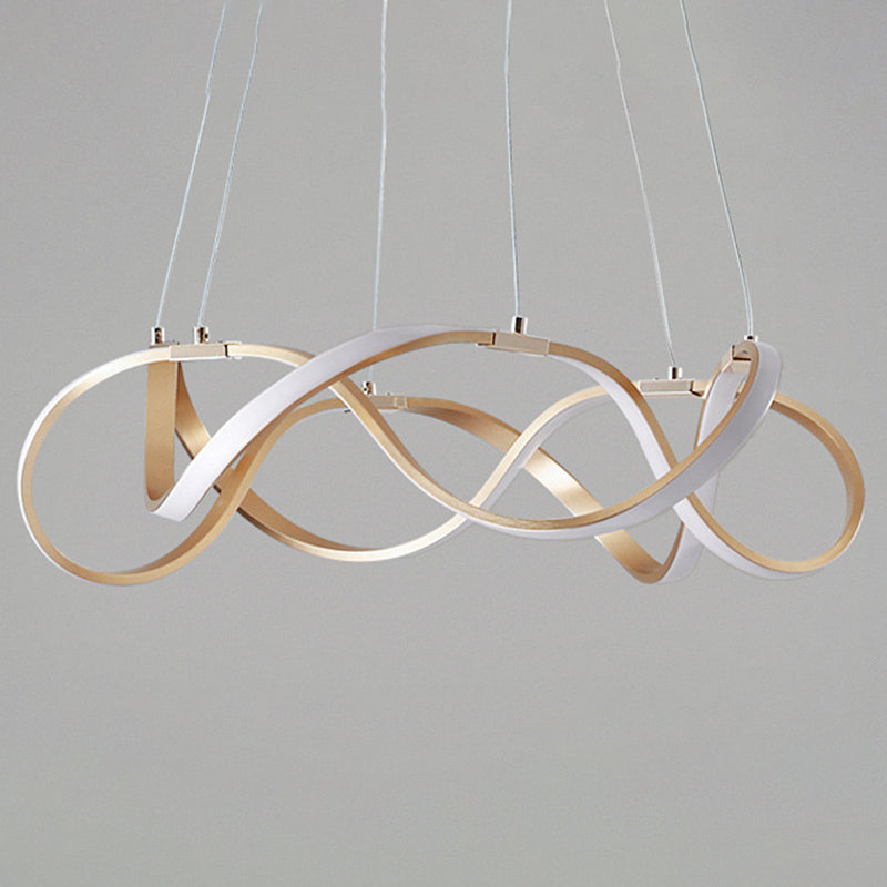 Twisted Metal Chandelier Pendant Light Simple Style LED Gold Suspension Pendant Light