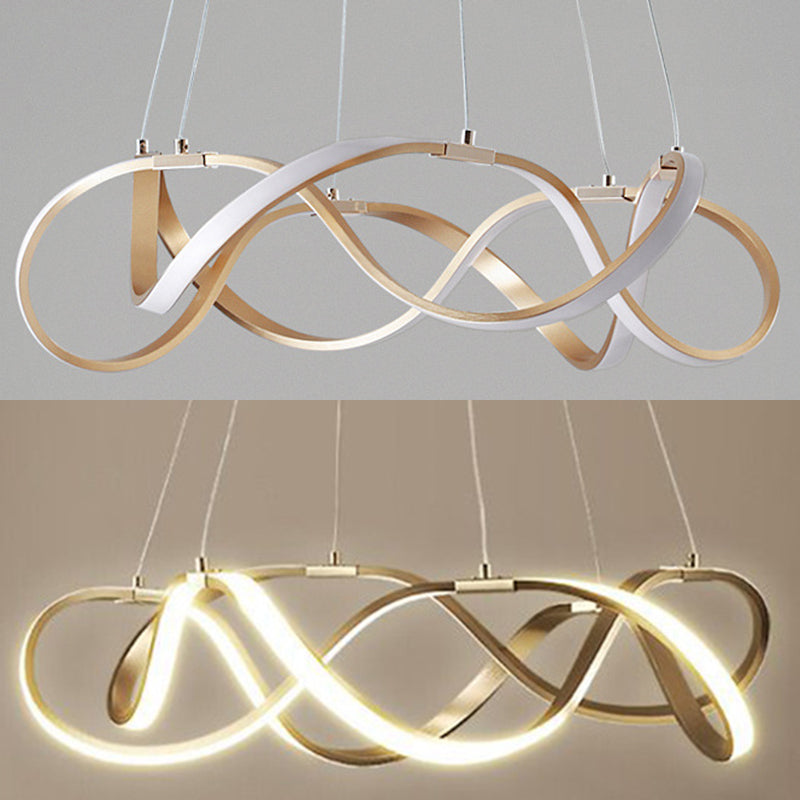 Twisted Metal Chandelier Pendant Light Simple Style LED Gold Suspension Pendant Light