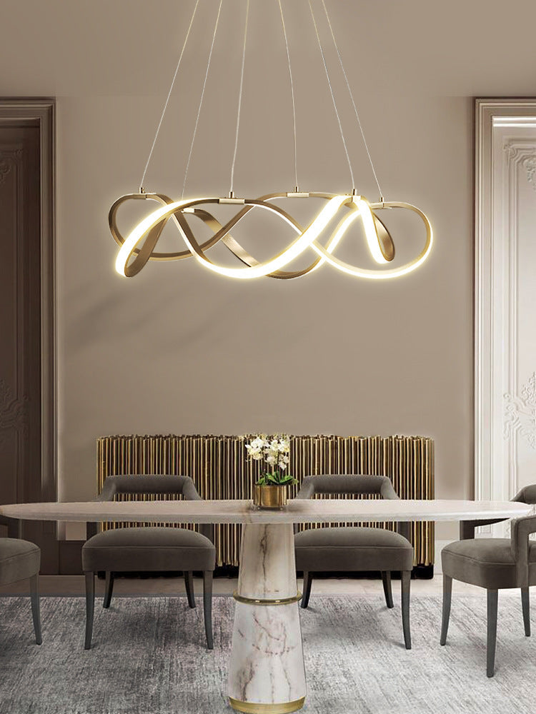 Twisted Metal Chandelier Pendant Light Simple Style LED Gold Suspension Pendant Light
