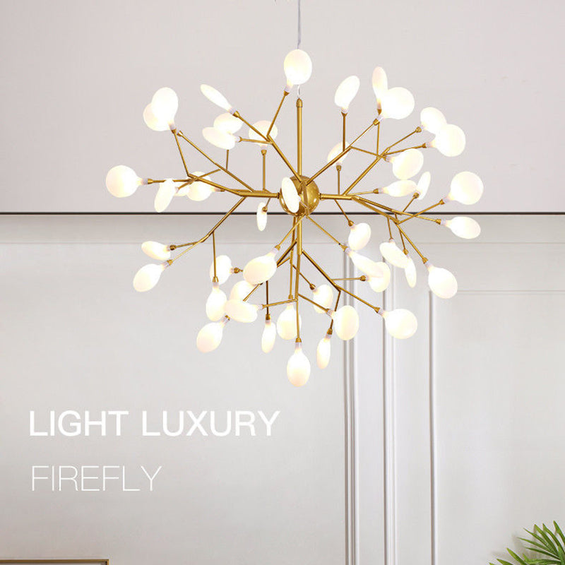 Fireflies Chandelier Lighting Fixture Minimalist Metal Gold Ceiling Hung Fixture