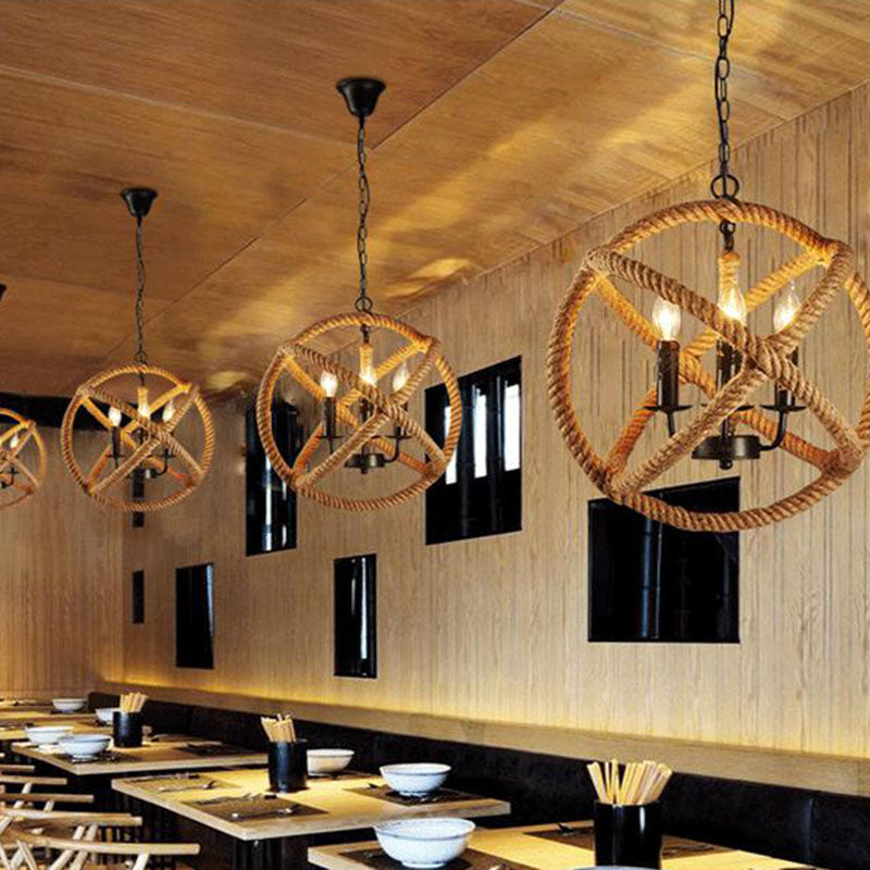 Lámpara de lámpara de globo lámpara de luz colgante de cuerda industrial para restaurante