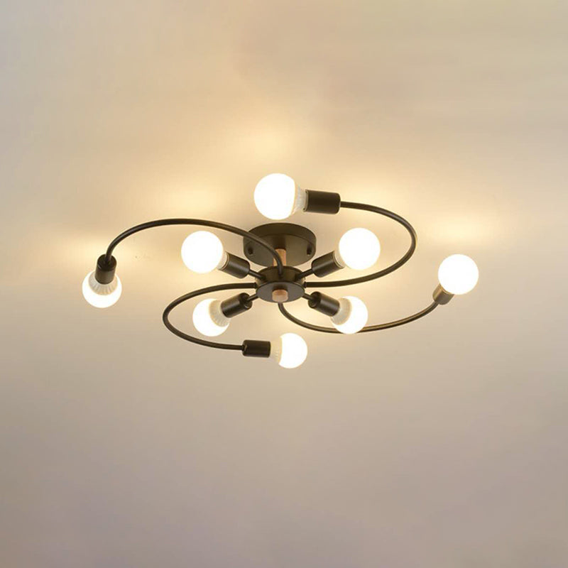 Bulbo desnudo Semi Flush Mounting Lighting de metal de estilo loft Semi Flush Mount Lighture