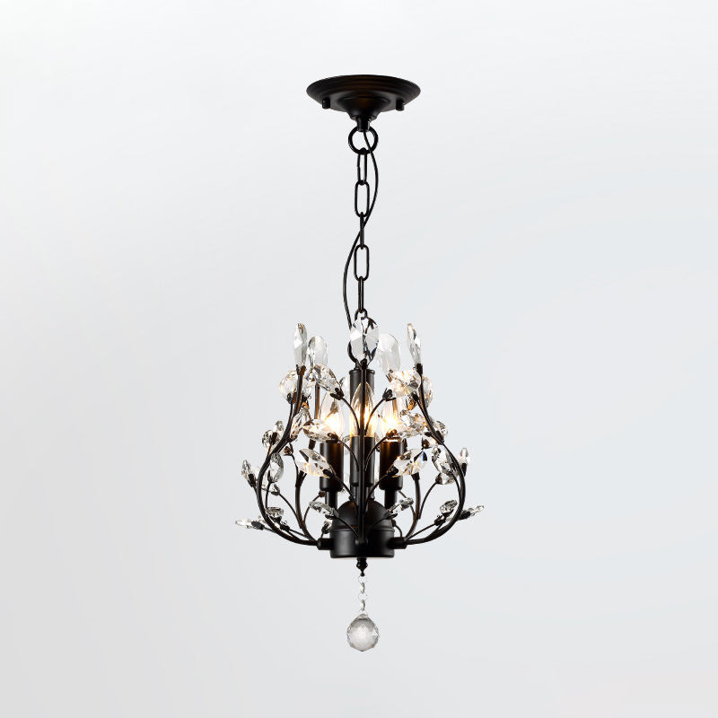 Ramas Sala de estar Hanging Chandelier Cristal de estilo tradicional Luz de lámpara de araña negra