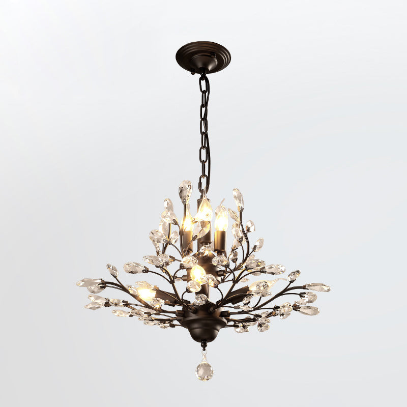 Ramas Sala de estar Hanging Chandelier Cristal de estilo tradicional Luz de lámpara de araña negra