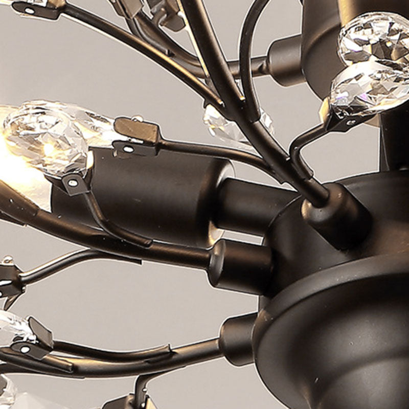 Ramas Sala de estar Hanging Chandelier Cristal de estilo tradicional Luz de lámpara de araña negra