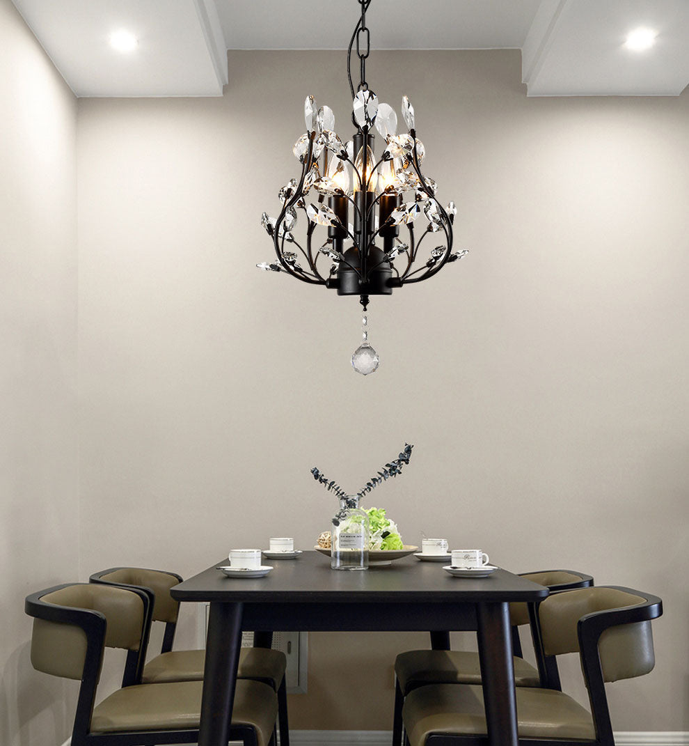 Ramas Sala de estar Hanging Chandelier Cristal de estilo tradicional Luz de lámpara de araña negra