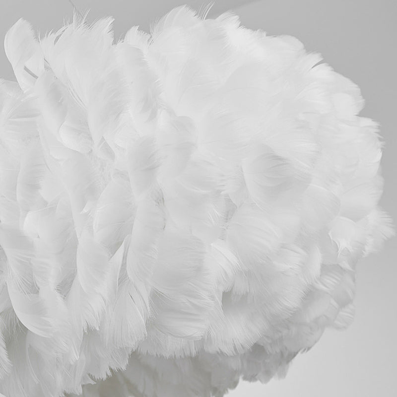 Nordic Modern White Chandelier Light Fixtures Feather Hanging Lamp for Bedroom