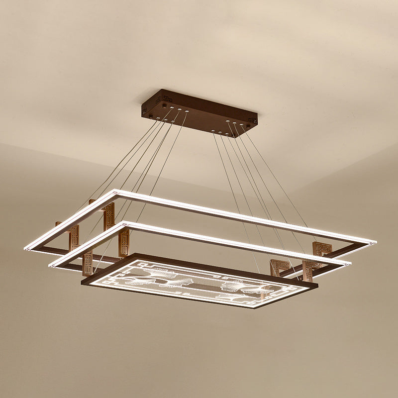 Brown Aluminum Hanging Pendant Lights Contemporary Hanging Lamps for Tea House