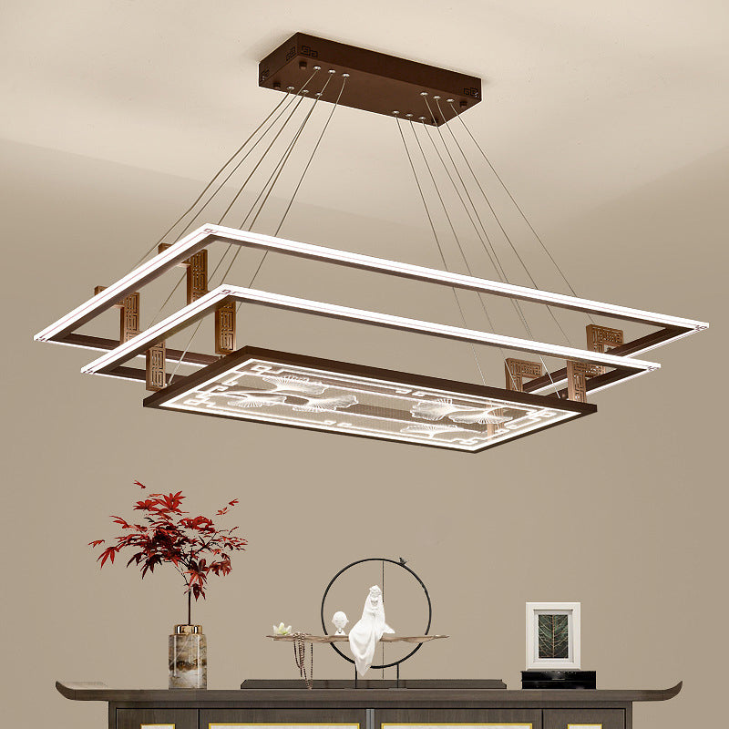 Brown Aluminum Hanging Pendant Lights Contemporary Hanging Lamps for Tea House