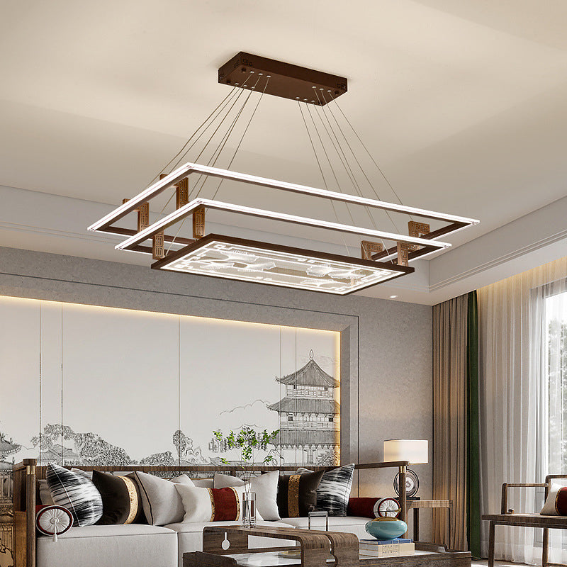 Brown Aluminum Hanging Pendant Lights Contemporary Hanging Lamps for Tea House