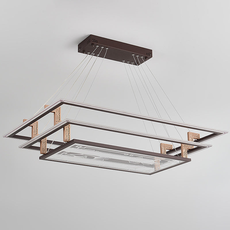 Brown Aluminum Hanging Pendant Lights Contemporary Hanging Lamps for Tea House