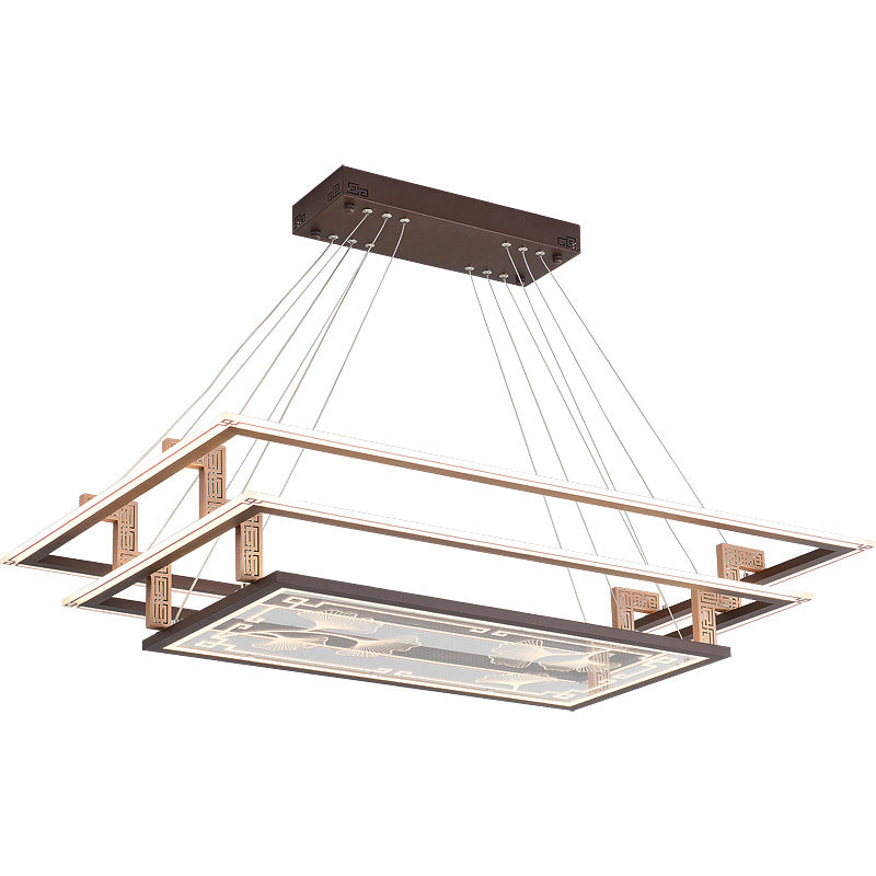 Brown Aluminum Hanging Pendant Lights Contemporary Hanging Lamps for Tea House