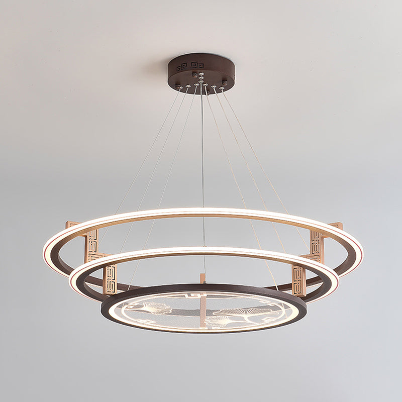 Brown Aluminum Hanging Pendant Lights Contemporary Hanging Lamps for Tea House