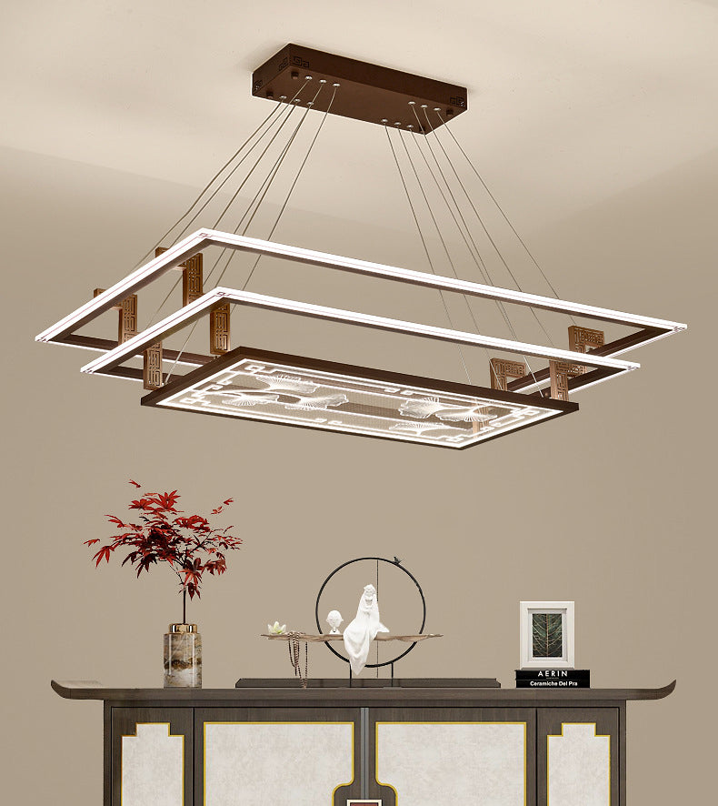 Brown Aluminum Hanging Pendant Lights Contemporary Hanging Lamps for Tea House